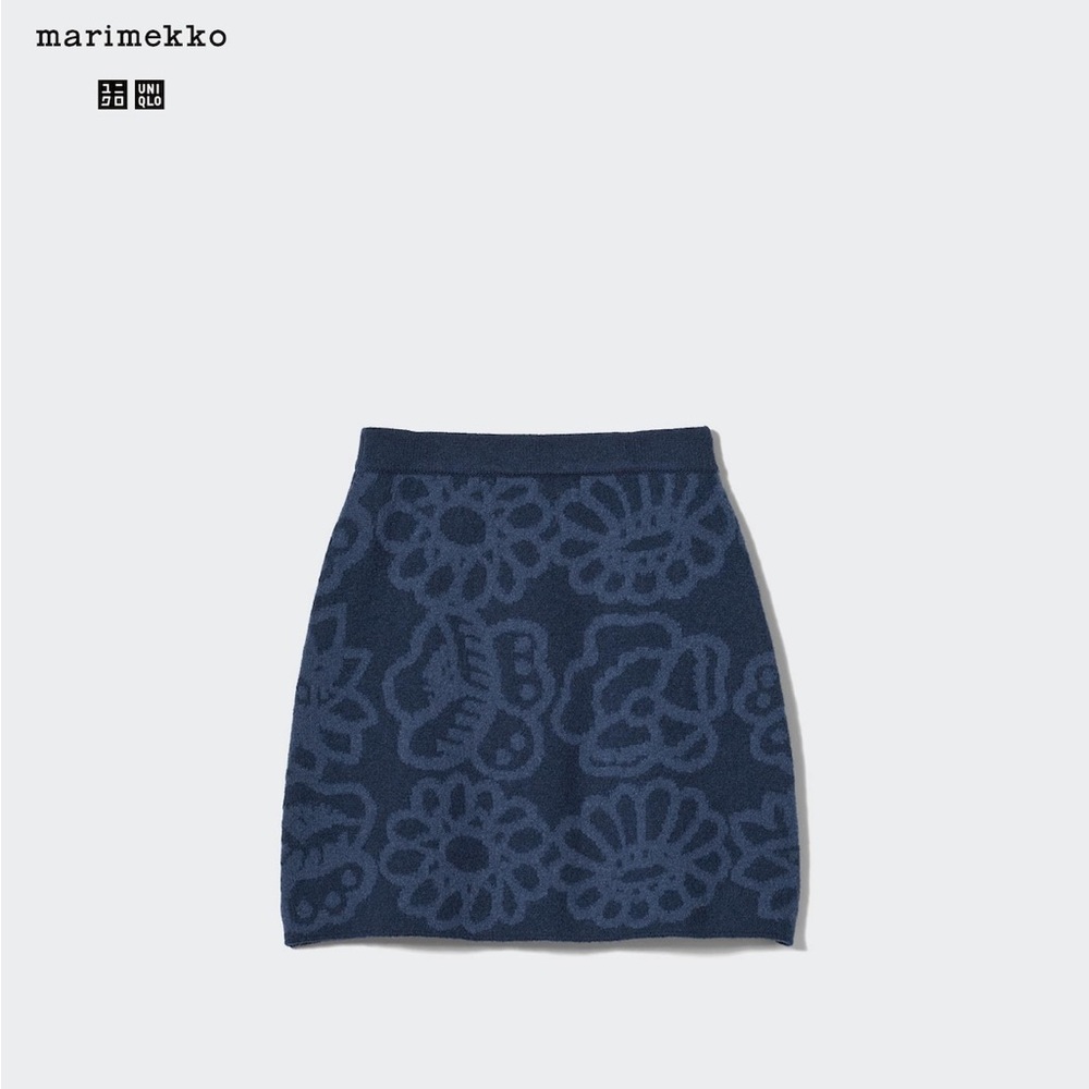 NWT Uniqlo x Marimekko Lambswool Mini Skirt, blue